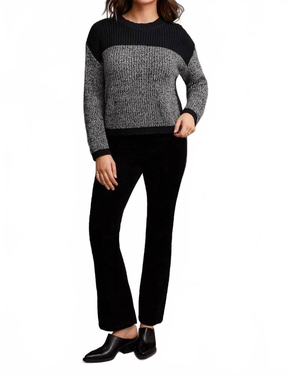 NEW TRIBAL long sleeve crew neck colourblock sweater in black
